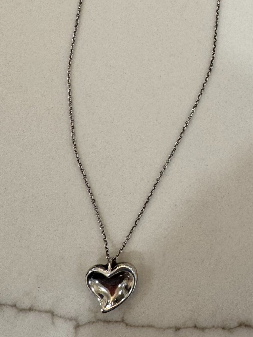 Tiffany & Co. Elsa Peretti Full Heart Pendant Necklace Sterling Silver 925 14mm